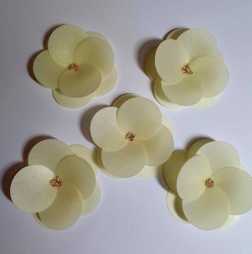 Вафельні  Камелії для декору 5шт жовті 